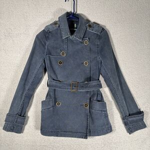 Old‎ Navy Jacket Women’s Size XS Navy Blue Distressed Nautical Denim Belted